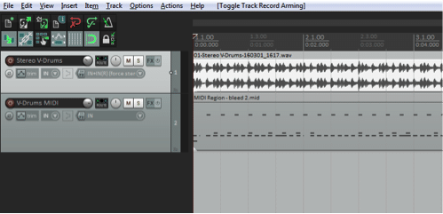 MIDI and stereo audio recording with the TD-50