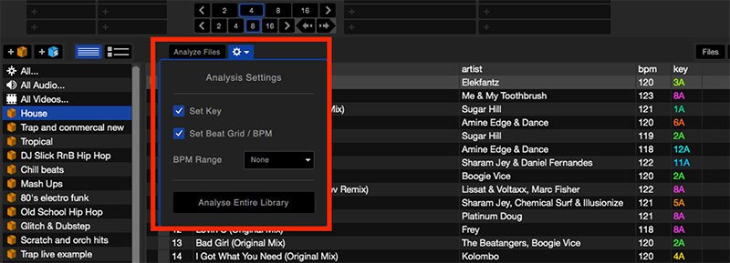 analysis settings