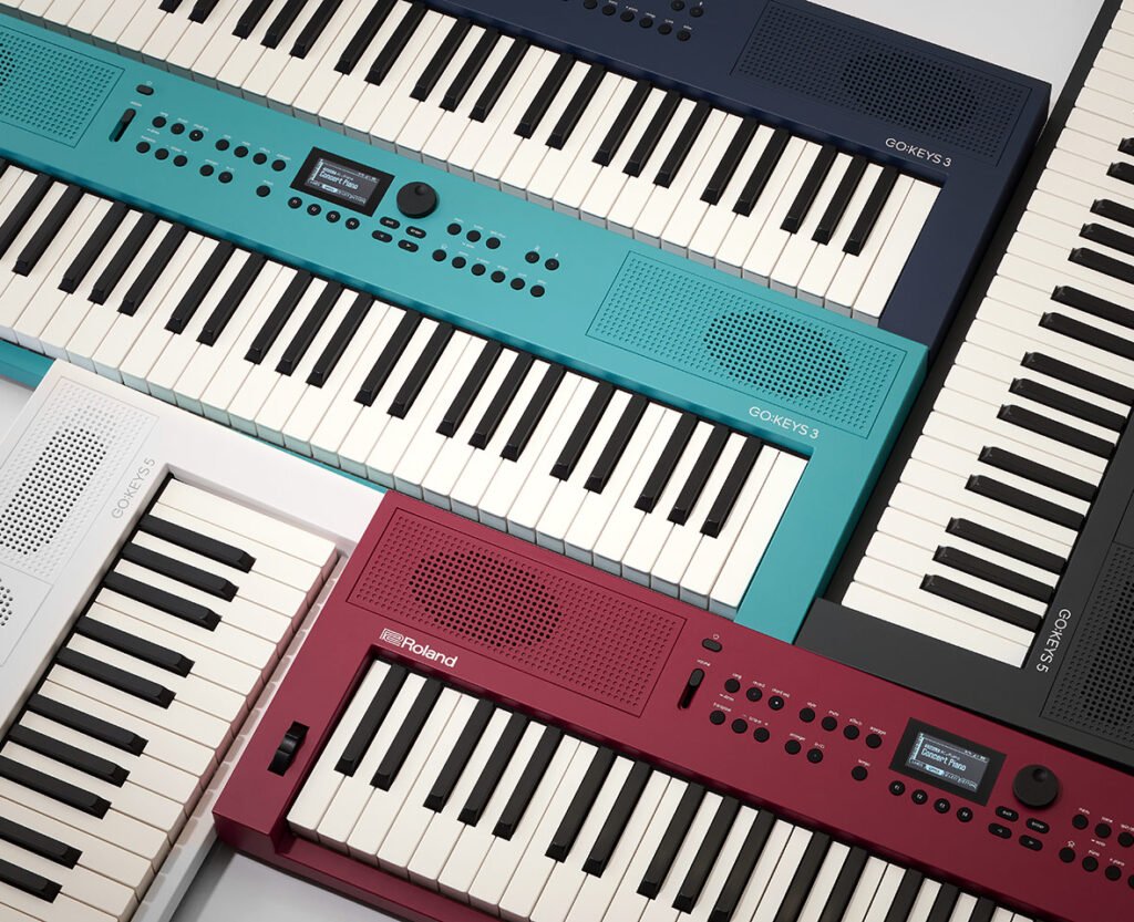 Roland GO:KEYS 3 and GO:KEYS 5 portable keyboards in multiple colors